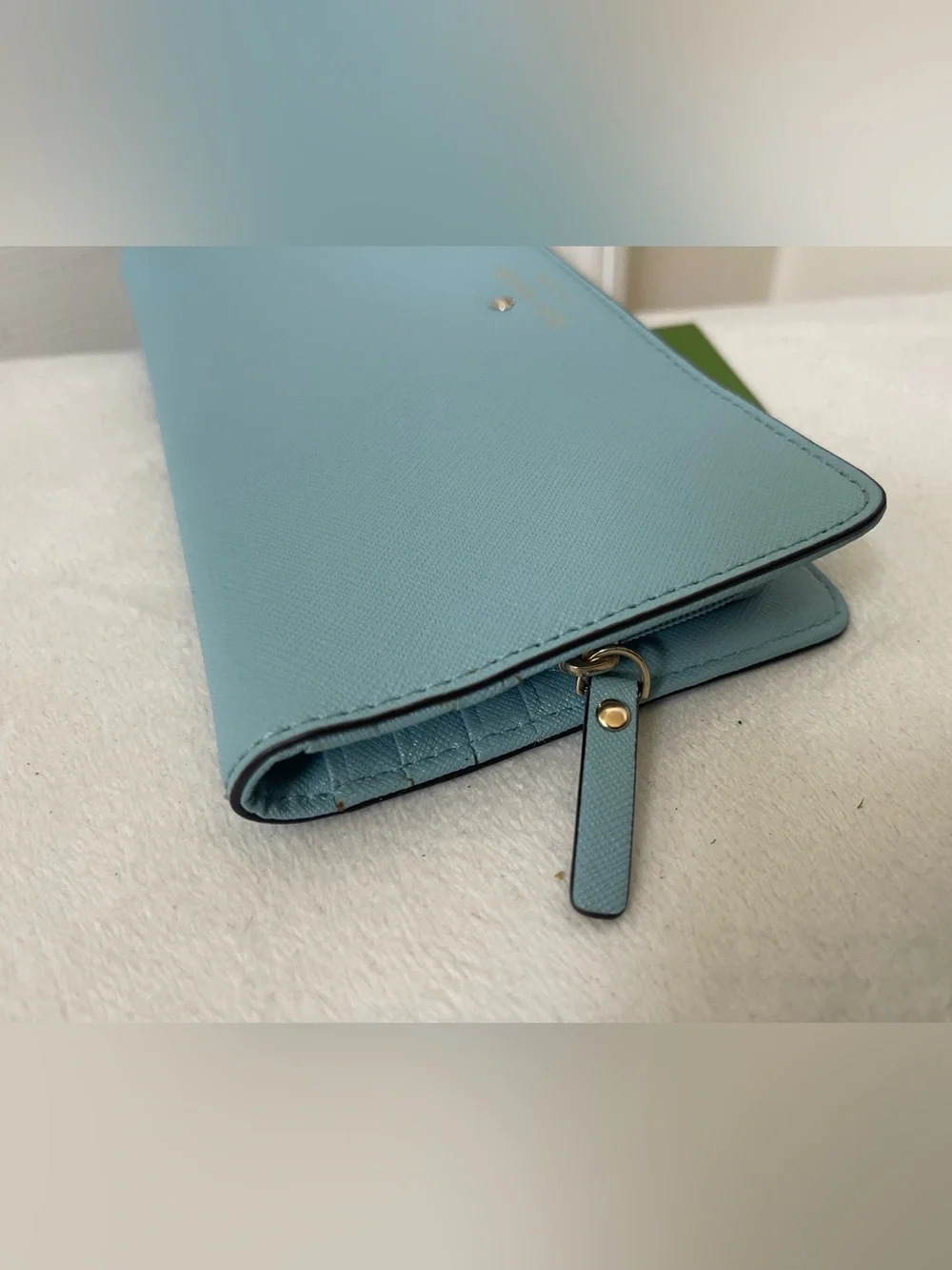 kate spade Light Blue Leather Continental Wallet with Gold Logo